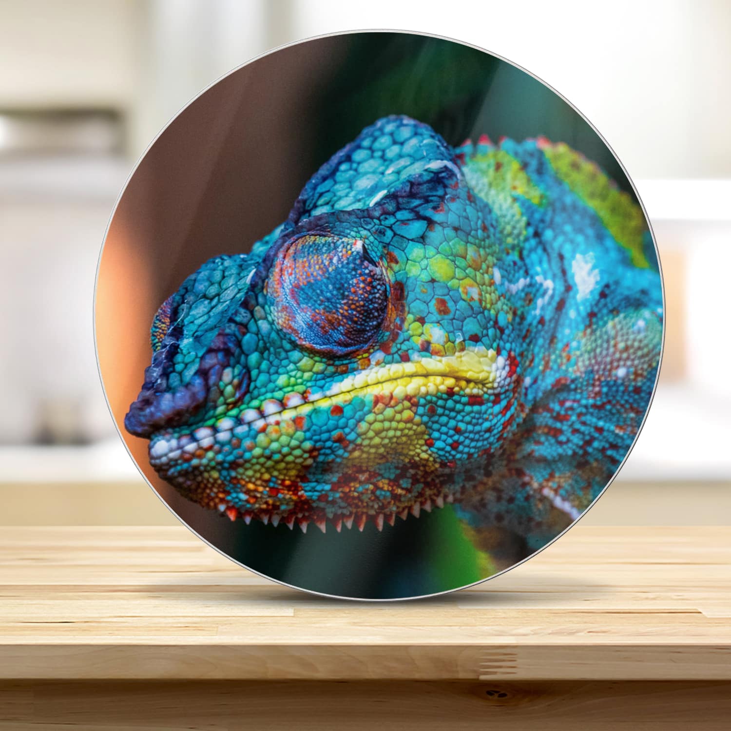 Snijplank Rond - Gehard Glas - Gekleurde Kameleon