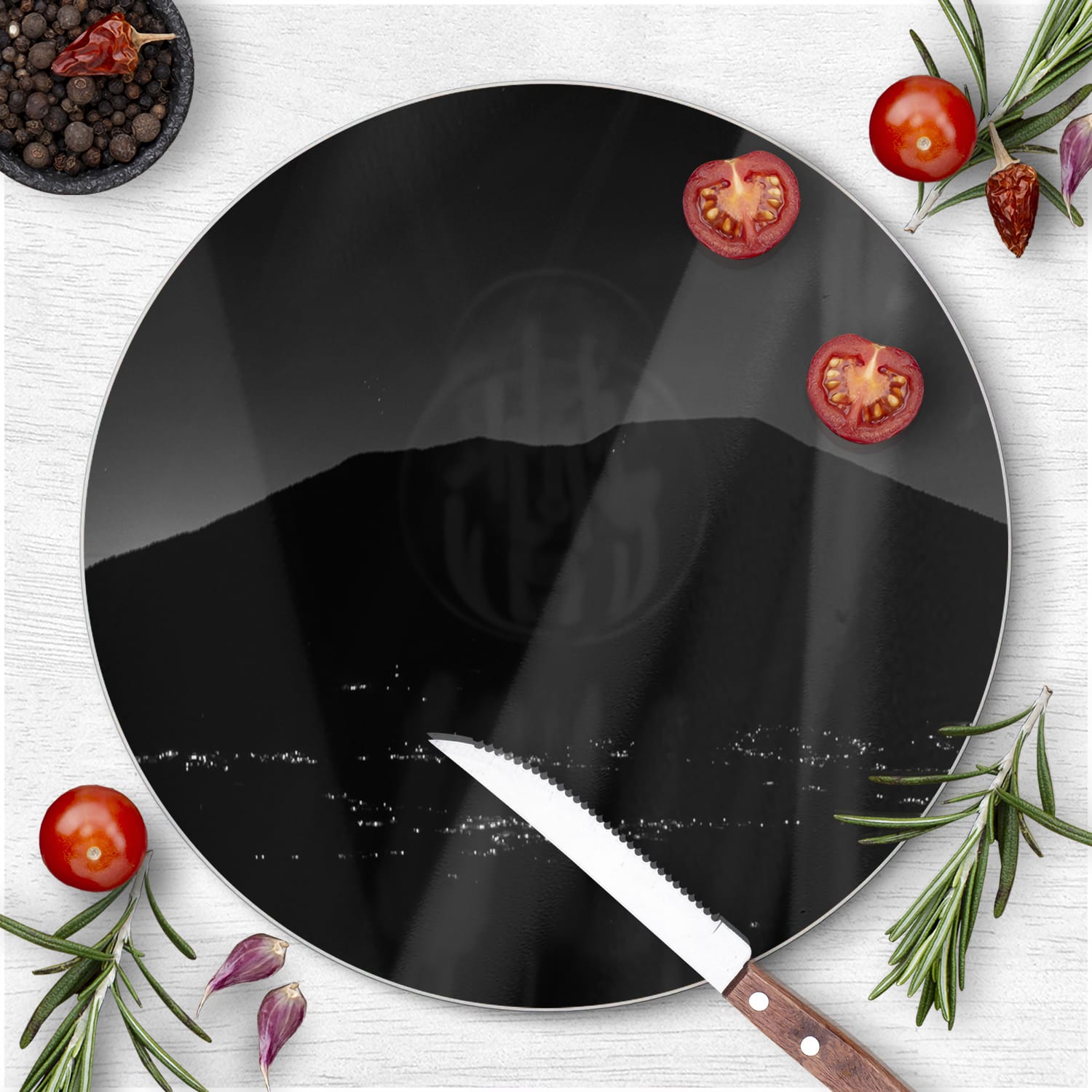 Snijplank Rond - Gehard Glas - Berg in Sumatra