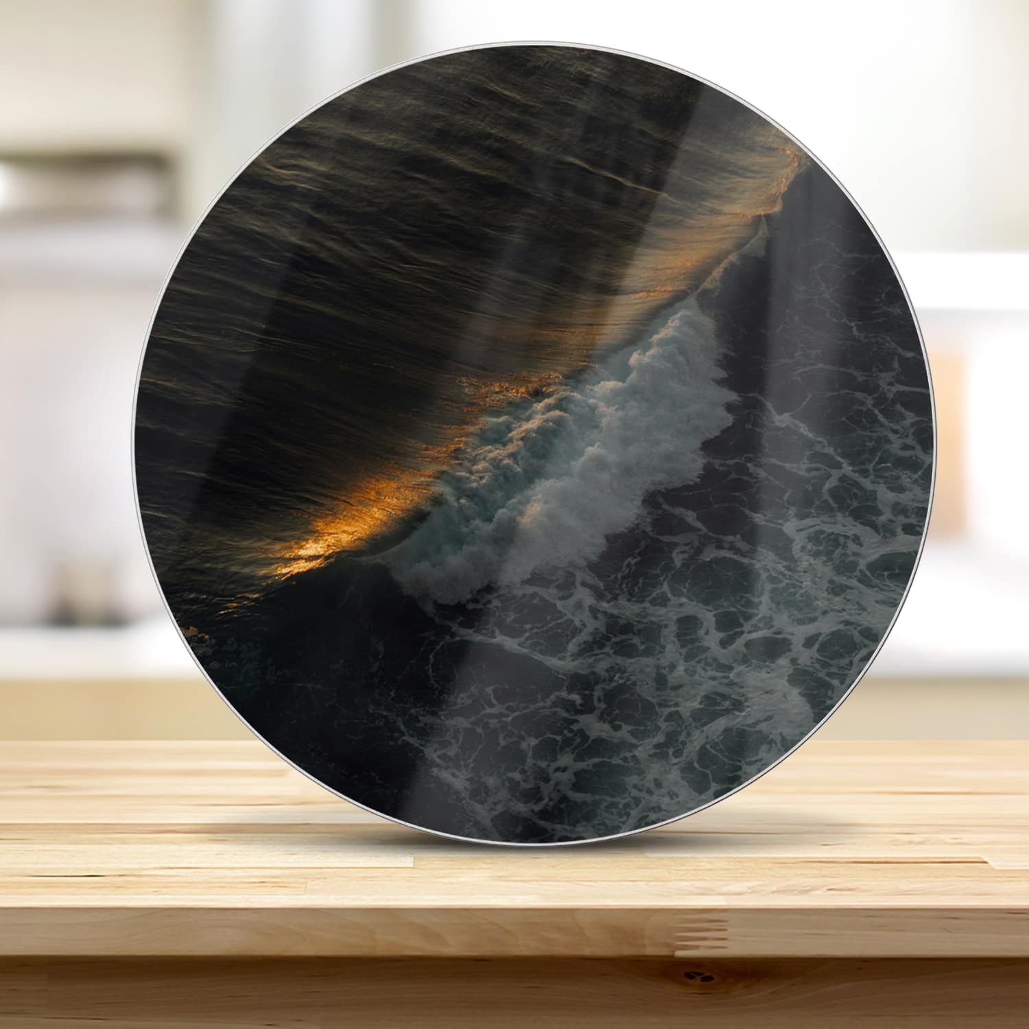 Snijplank Rond - Gehard Glas - Golven in de Avond