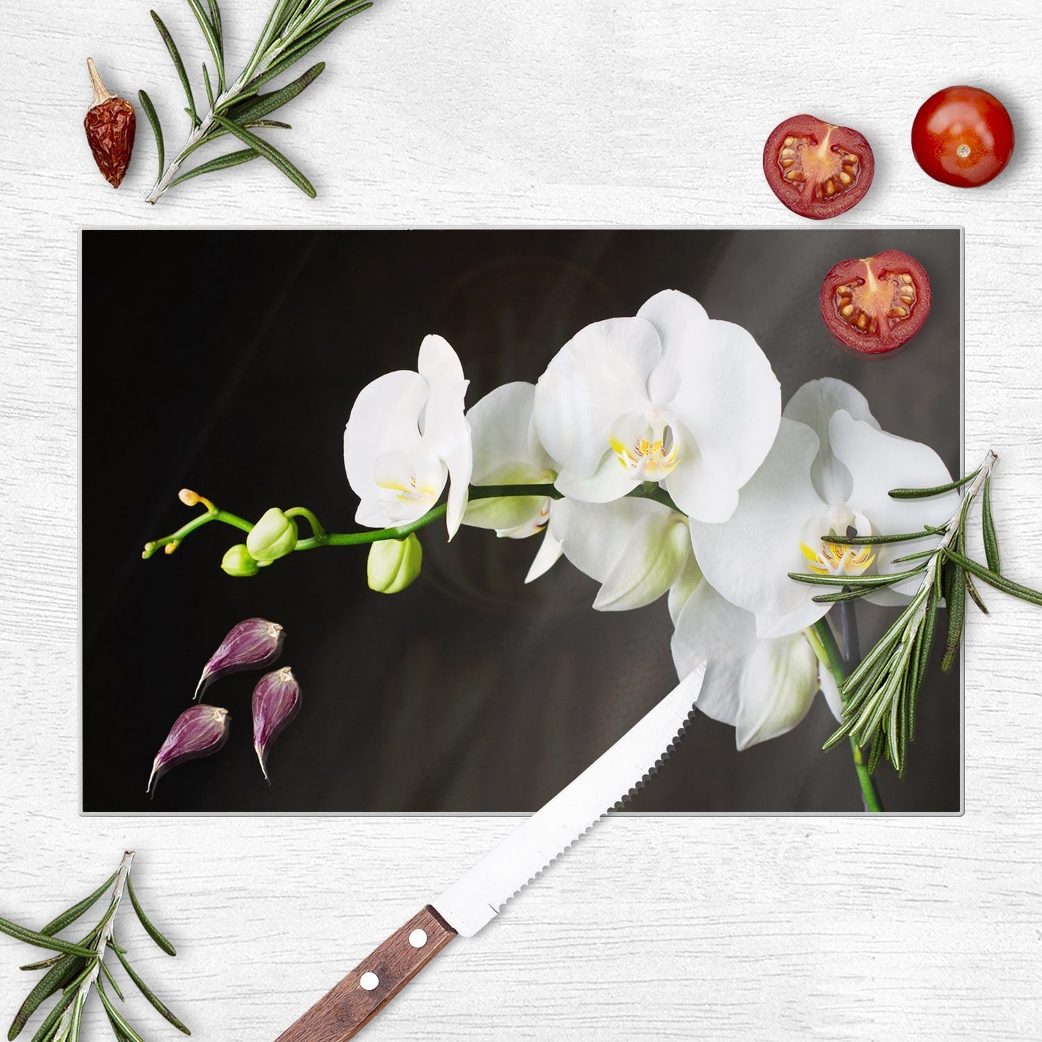 Snijplank - Gehard Glas - Witte Orchideeën