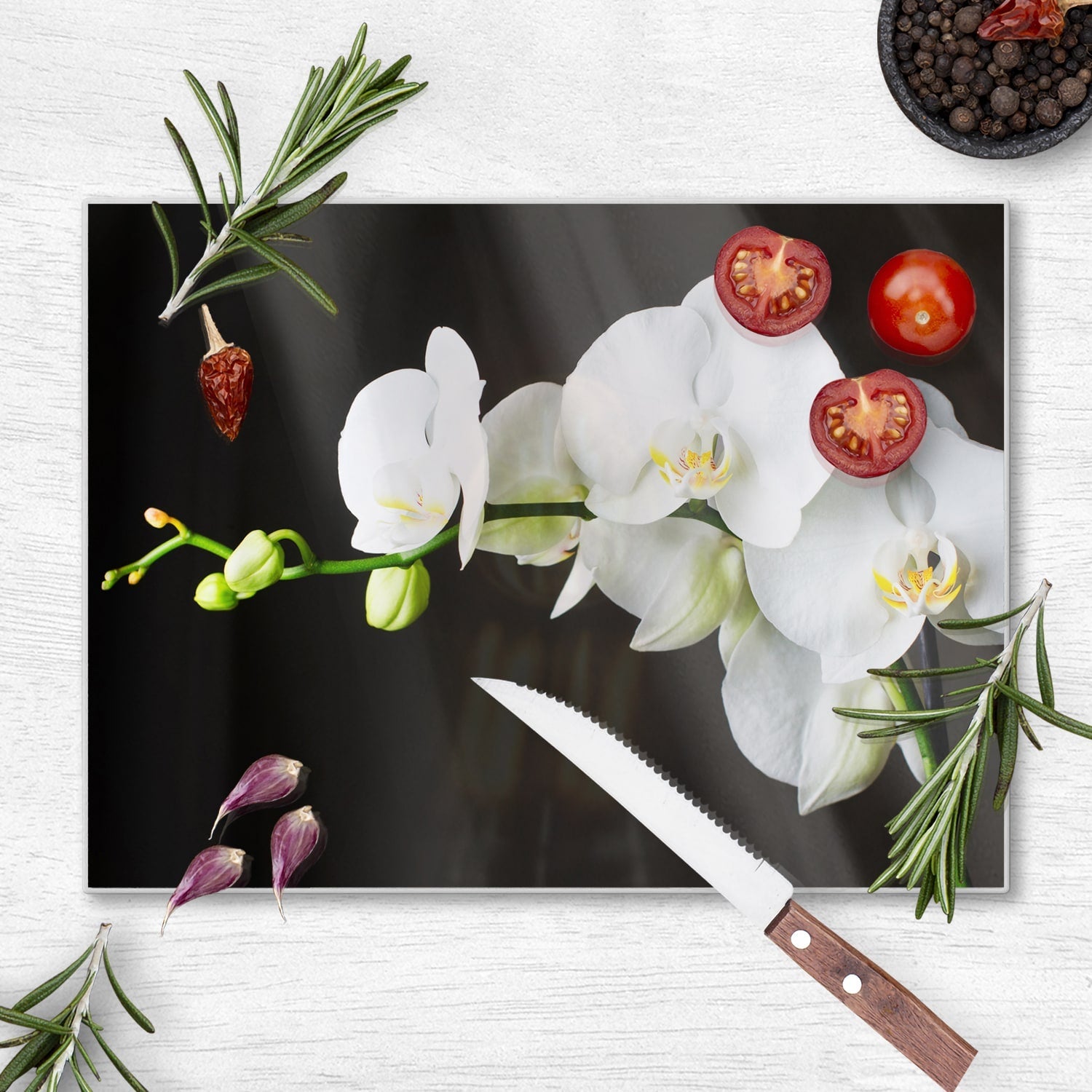 Snijplank - Gehard Glas - Witte Orchideeën