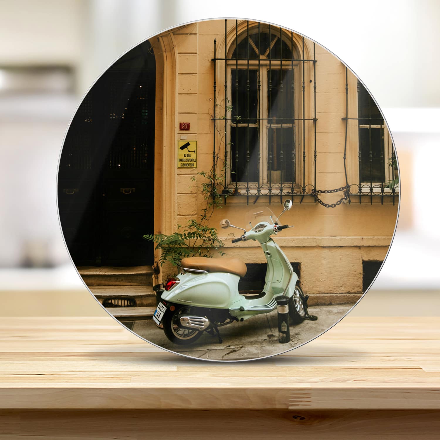 Snijplank Rond - Gehard Glas - Vespa Groen