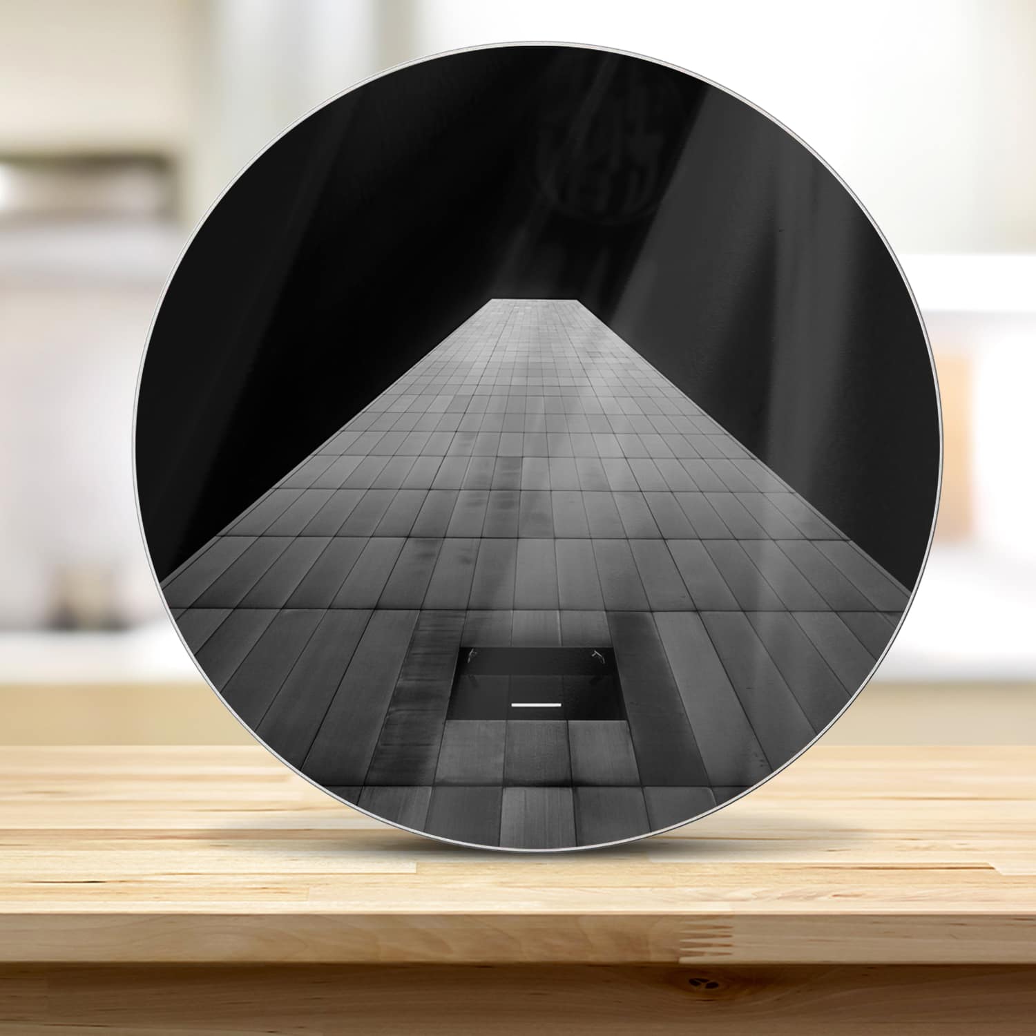 Snijplank Rond - Gehard Glas - Zwart-Wit Flat