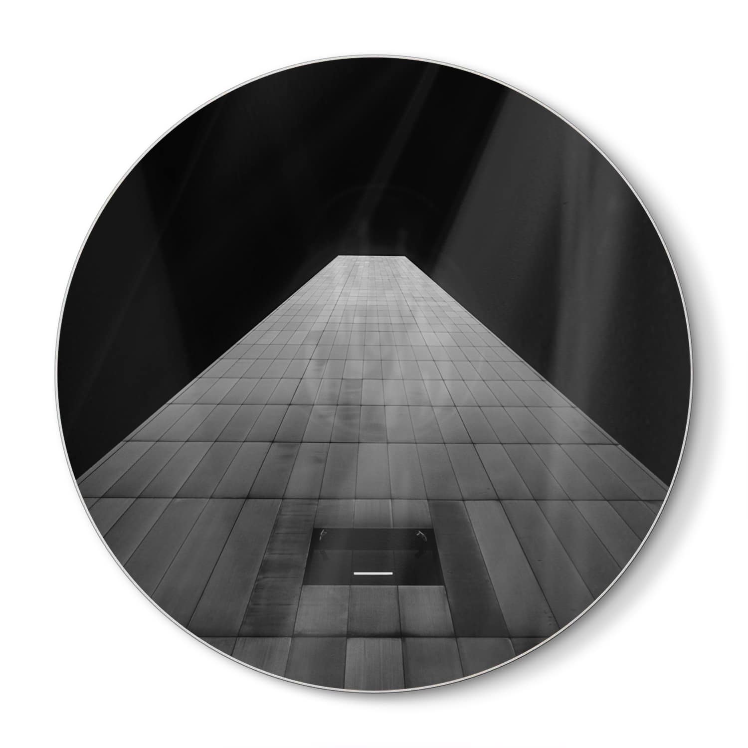 Snijplank Rond - Gehard Glas - Zwart-Wit Flat
