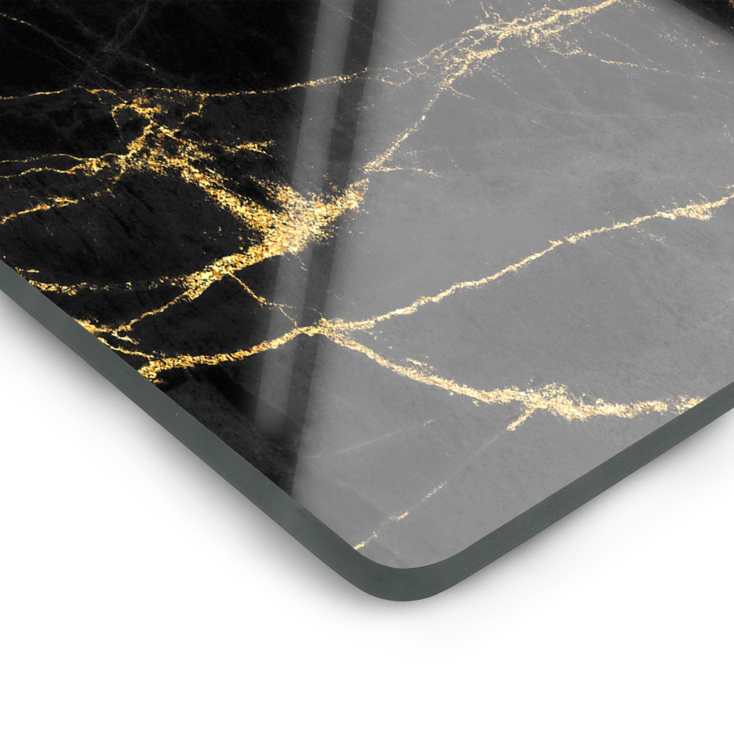 Eigen afmeting - Inductiebeschermer - Gehard Glas - Black-Gold Marmer